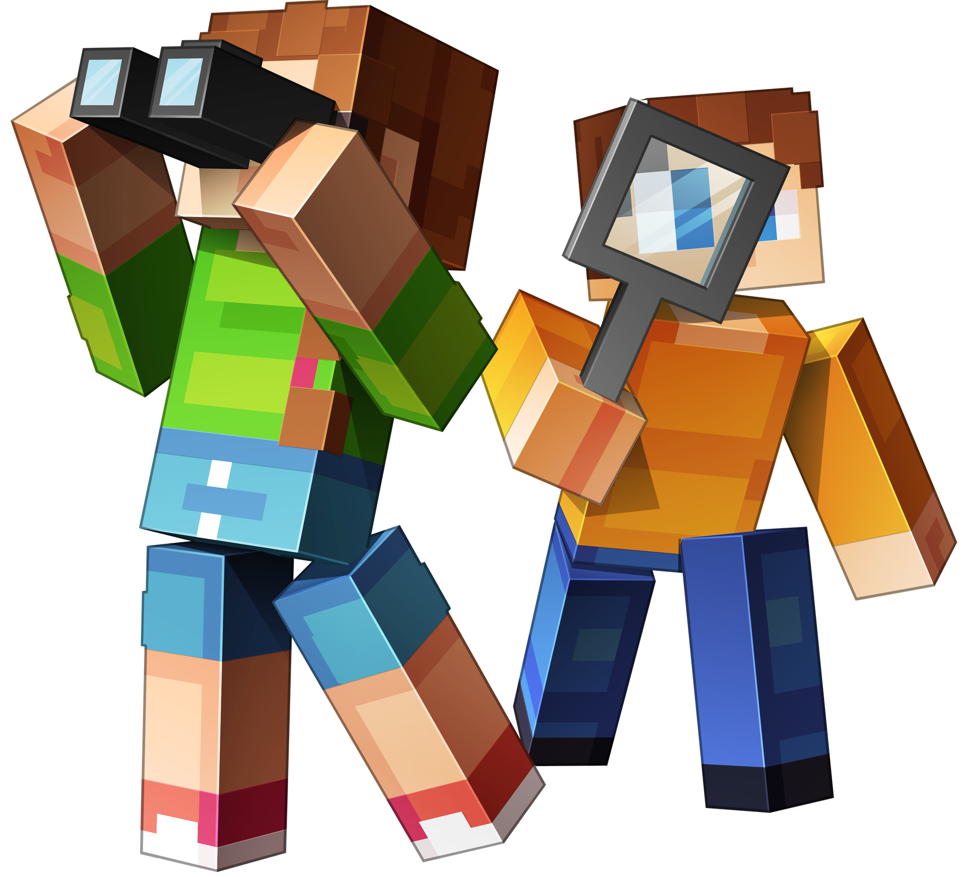 Two Minecraft characters in search of an answer.