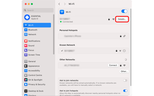 Open the Wi-Fi details