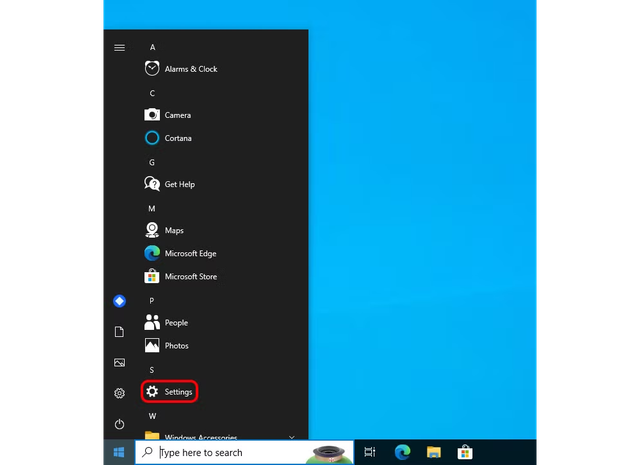 Open settings application