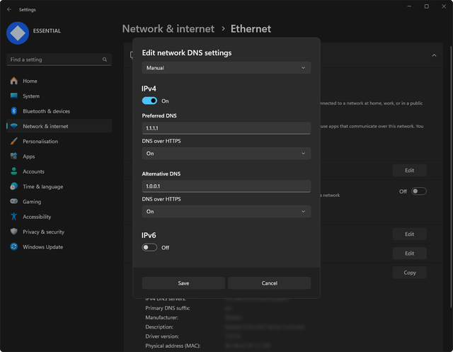 Edit DNS settings