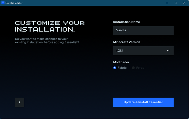 Installing Essential Mod to an existing Minecraft installation