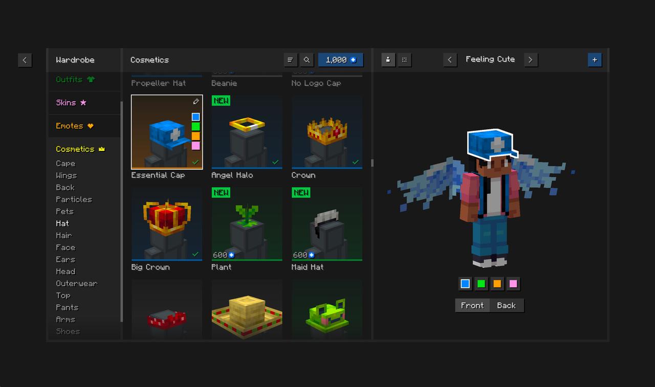 Minecraft cosmetic customization options with Essential Mod