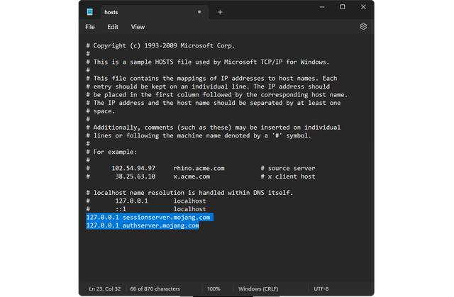 Edit hosts file content