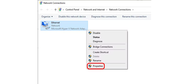 Open the network properties