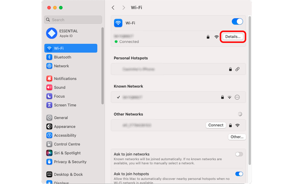 Open the Wi-Fi details
