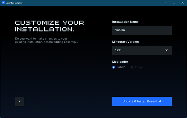 Installing Essential Mod to an existing Minecraft installation